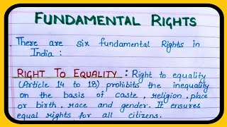 Fundamental rights, Six Fundamental rights of India, Constitutional fundamental rights