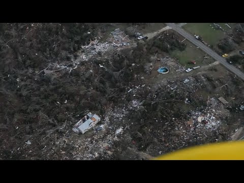 An aerial view from Lee County, Alabama shows some of the destruction from the deadly tornado that struck the area on Sunday. At least 23 people are known dead, including three children. (March 5)