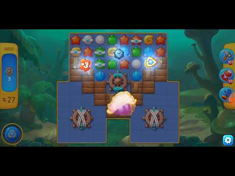 Fishdom. 5051 level no boosters and diamonds. Match-3 element: steering wheel