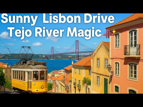 Caparica → Lisbon Drive 🇵🇹✨ |Sunny Portugal,Tejo River & Ponte 25 de Abril🌉#driving #travel #lisboa 