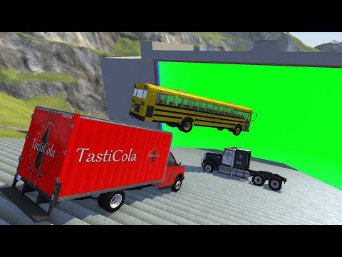 Heavy Vehicle Stairs Jumps Down In Vertical Green Slime Pool - BeamNG.drive Down Stairs Jump