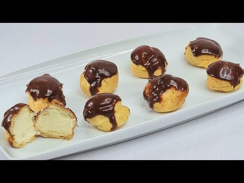 ASMR Baking Videos || How To Make Cream Puff With Chocolate Glaze || No Fail Cream Puff Recipe