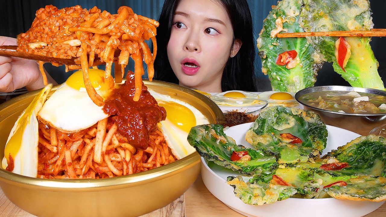 ASMR MUKBANG | 아삭아삭 무생채비빔밥 ☆ 바삭한 봄동전 & 시원한 북어국! 집밥한상 먹방 Radish Kimchi Bibimbap ❤