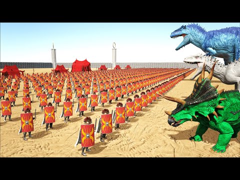 1000 ROMANS VS ARK DINOSAURS | EPIC BATTLE
