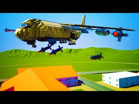 MASSIVE NUCLEAR BOMBER PLANE DESTROYS CITY OF BRICKSVILLE! - Brick Rigs Workshop Creations Gameplay