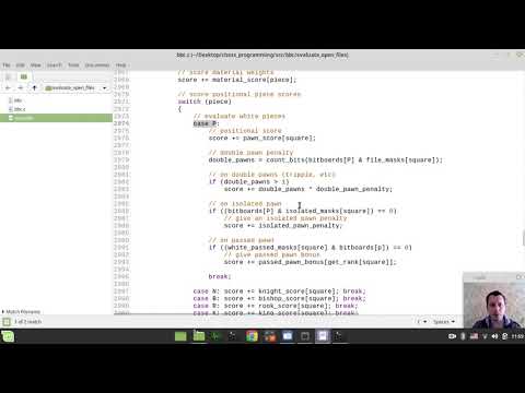 Bitboard CHESS ENGINE in C: improving EVALUATION (open & semi open file scoring)