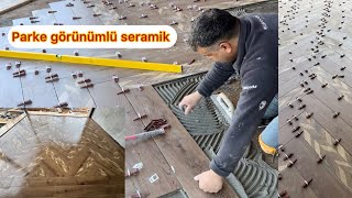 20x120 balıksırtı seramik döşeme çalışması How to make herringbone ceramic