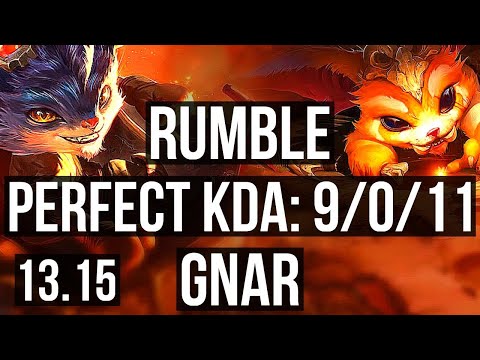 RUMBLE vs GNAR (TOP) | 9/0/11, Legendary, 600+ games, 1.2M mastery | KR Grandmaster | 13.15
