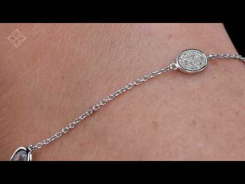 I3649 - BLUE TOPAZ AND DIAMOND STELLATO BRACELET 0.05CT IN 9K WHITE GOLD