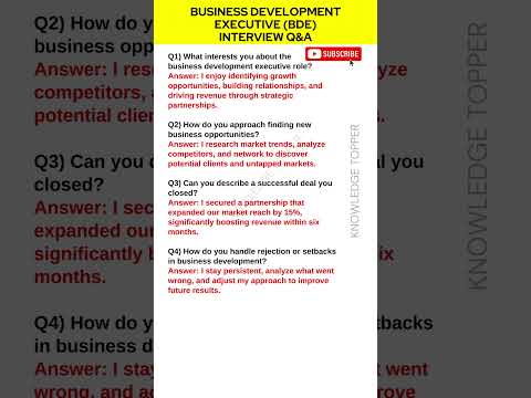 Business Development Executive Interview Questions and Answers | BDE Interview Questions and Answers