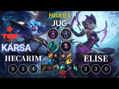 TES Karsa Hecarim vs Elise Jungle - KR Patch 11.4