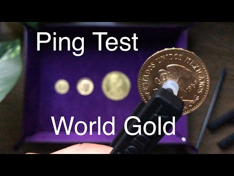 Coin Ping Test - Turkish Kurush, British Sovereign, Austrian Ducat, Mexican Peso all saying hello.