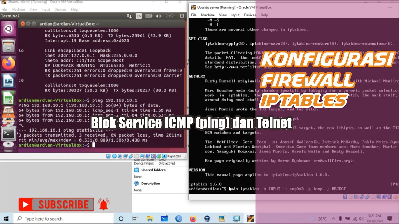 Konfigurasi Firewall Iptables di Ubuntu Server untuk Memblokir Akses Ping dan Telnet