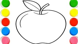 How To Draw cute apple Drawing, Painting & Coloring For Kids and Toddlers_ Child Art 🌈🎨