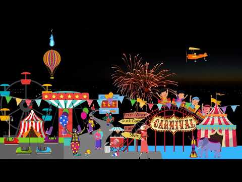 At The Fairgrounds. Carnival Ambience With Fireworks