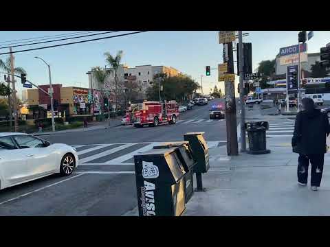 Caught on camera! LAFD Engine 220 colliding with a vehicle while responding to a structure fire call