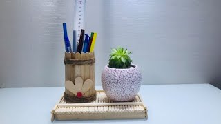 Làm hộp bút bằng que kem  | handmade pen box | DIY Model