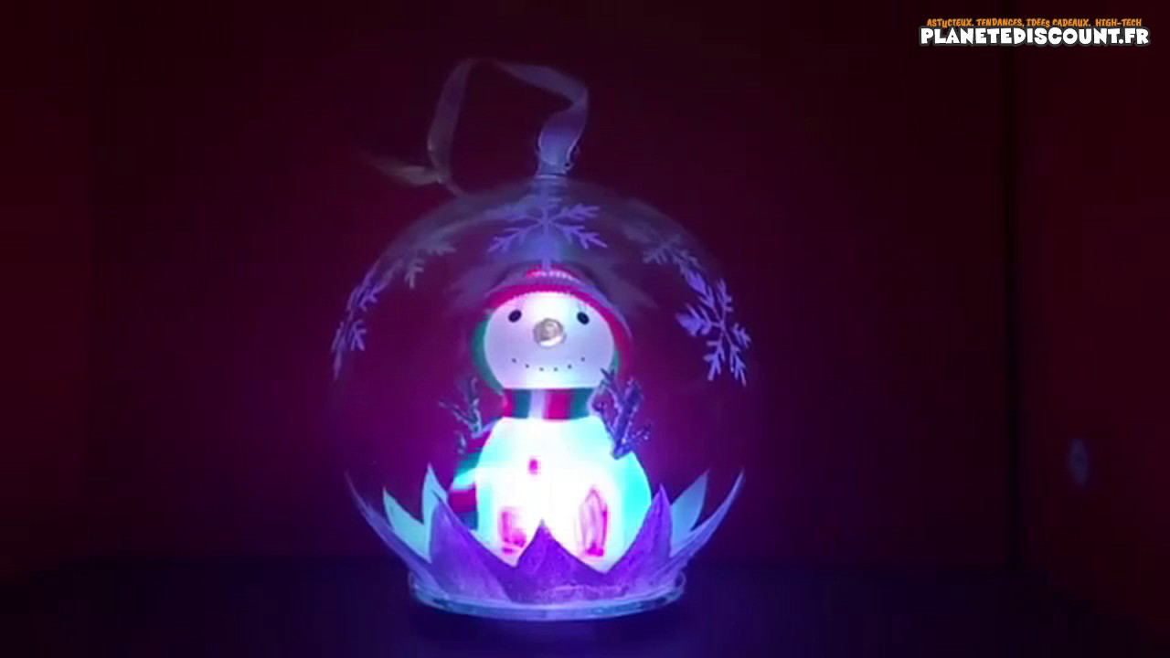 Boule de noël lumineuse Bonhomme de neige - en verre