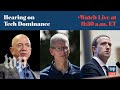 Tech CEOs testify at House hearing on Facebook, Google, Apple and Amazon | 7/27 (FULL LIVE STREAM) Tech CEOs testify at House hearing on Facebook, Google, Apple and Amazon | 7/27 (FULL LIVE STREAM)