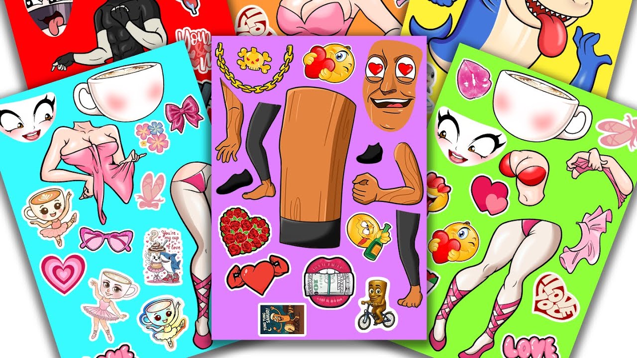 [Paper DIY] Ballerina × TungTung, Ballerina × Tralalero – Brainrot Sexy Couple Cute 🤯 | Sticker Book