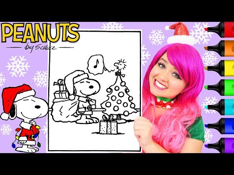 Coloring Christmas Snoopy & Woodstock Peanuts Coloring Page Prismacolor Markers | KiMMi THE CLOWN Video