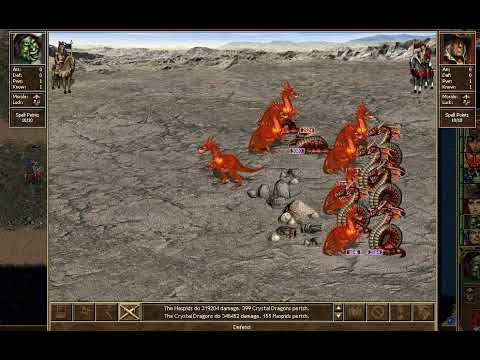 Heroes III HotA - Crystal Dragons (4000 each) vs Haspids (9999 each)