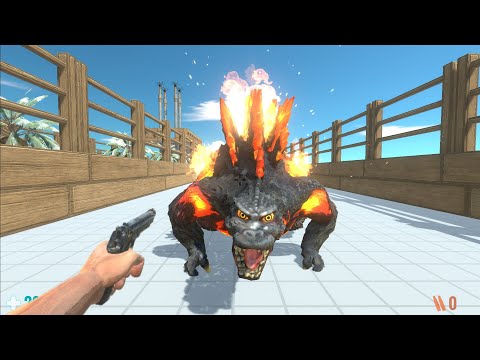FPS Avatar with all weapons in battle with kaiju monster - Animal Revolt Battle Simulator