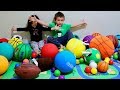 Toddlers Learn Colors With A Lot Of Sports Balls Fun Learning Activity For Preschool Kids