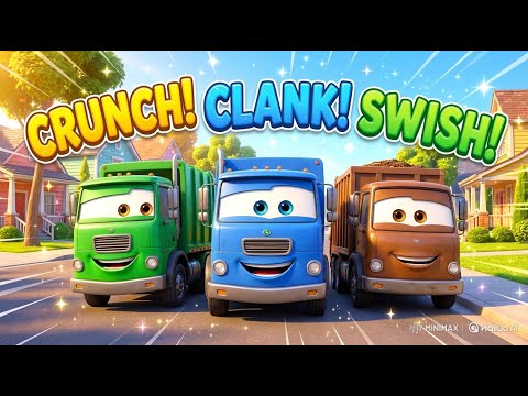 Garbage Truck! Crunch Clank Swish 🚛🎶 | Kids Recycling Fun #kidssongs #garbagetrucksong #trucksongs