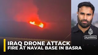 Download lagu Drone strike ignites fire at Iraq’s Umm Qasr naval base in Basra mp3