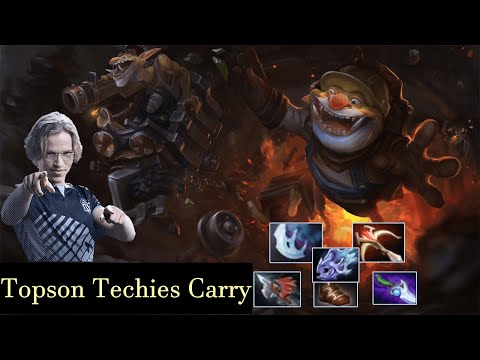 Topson Techies Mid Lane Carry Build Full Game Play - Dota  2