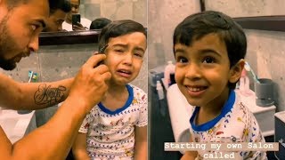 Salmam Khan's CUTE Nephew AHIL CRIES As Dad Aayush Sharma Gives Him A FUNNY Haircut During Lockdown