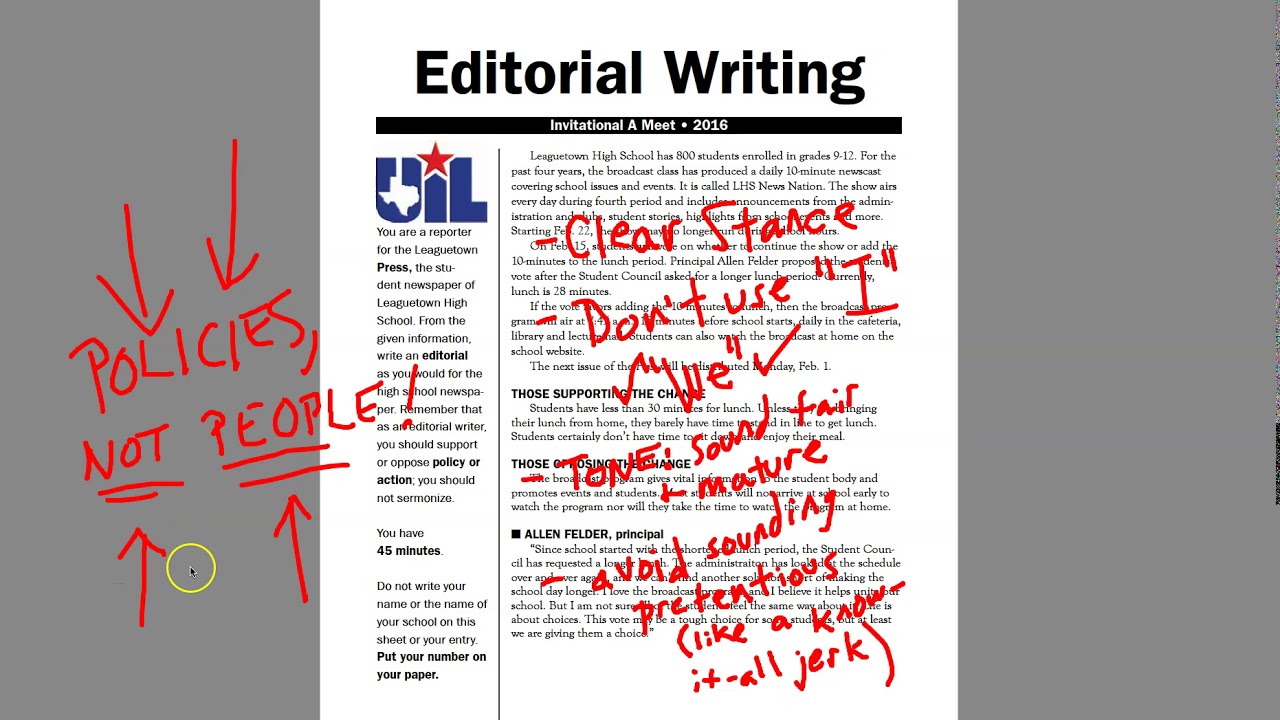 UIL Editorial Writing (1 of 2)