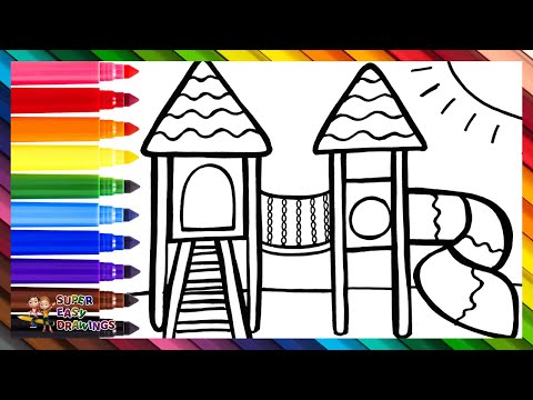 Drawing And Coloring A Rainbow Playground 🛝🌈 Drawings For Kids