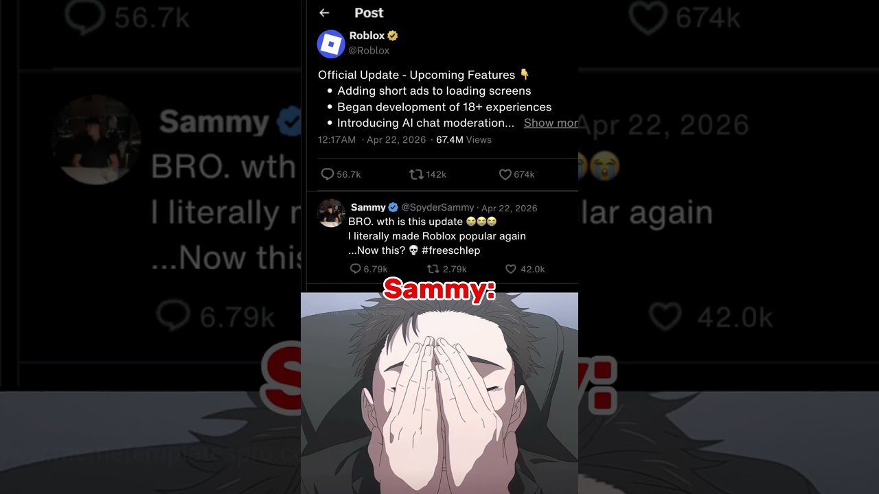 Sammy Seeing New Roblox Update #stealabrainrot #nobatidao #roblox #jujutsukaisen