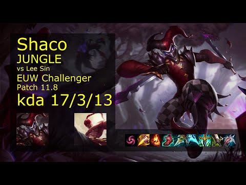 Shaco Jungle vs Lee Sin - EUW Challenger 17/3/13 Patch 11.8 Gameplay