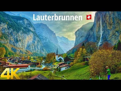 Lauterbrunnen, Switzerland walking tour 4K 60fps - A paradise on Earth
