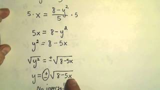 Finding the Inverse of a Function or Showing One Does not Exist, Ex 2