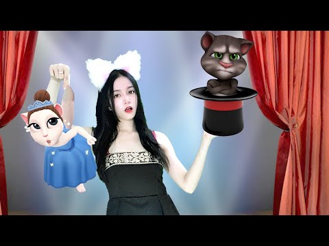 Imitating the Magician turns Tomcat and Angela into Kittens - My Talking Tom Angela Real Life Movie