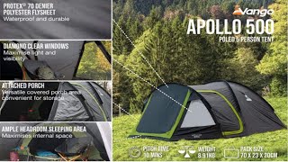 VANGO APOLLO 500 DOME TENT. 1ST LOOK AND PITCHING
