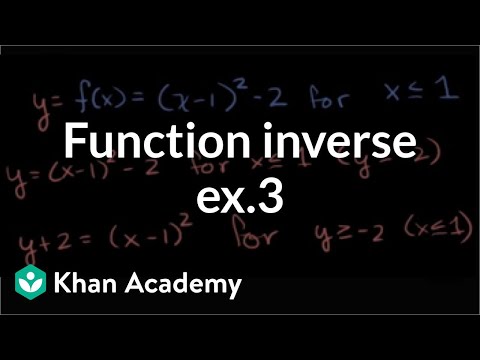Finding Inverse Functions Quadratic Example 2 Video Khan Academy
