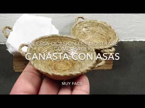 Cestos con asas miniatura . Canastas con asas miniatura muy facil