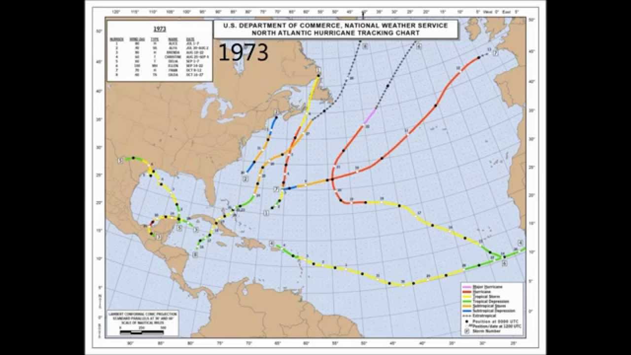 North Atlantic Hurricane Track History for 1950-2013 (Update)