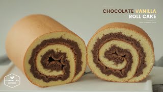 초코 바닐라 스위스 롤케이크 만들기 : Chocolate Vanilla Swiss Roll Cake Recipe | Cooking tree