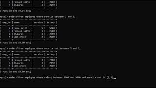 Mysql 'select', 'in' and' between'