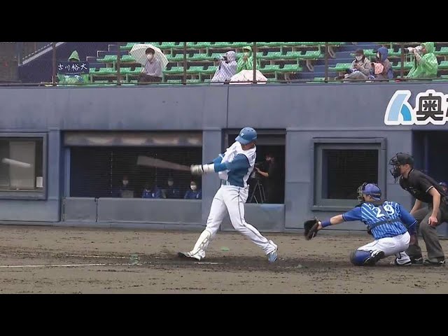 【ファーム】ファイターズ・古川裕大 ライト線に運ぶ同点タイムリー3ベースヒット!! 2022年6月7日 北海道日本ハムファイターズ 対 横浜DeNAベイスターズ