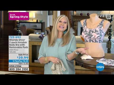 Rhonda Shear 2pack Invisible Body Bra with Removable Pads