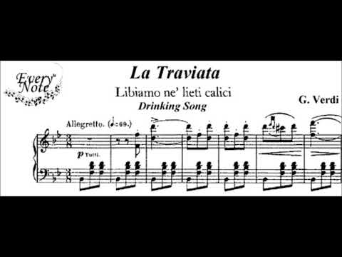 Giuseppe Verdi La Traviata Brindisi Karaoke for Tenor with soprano voice and chorus