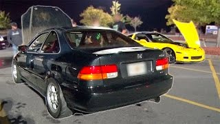 800HP Corvette vs 650HP Freight Train CIVIC!