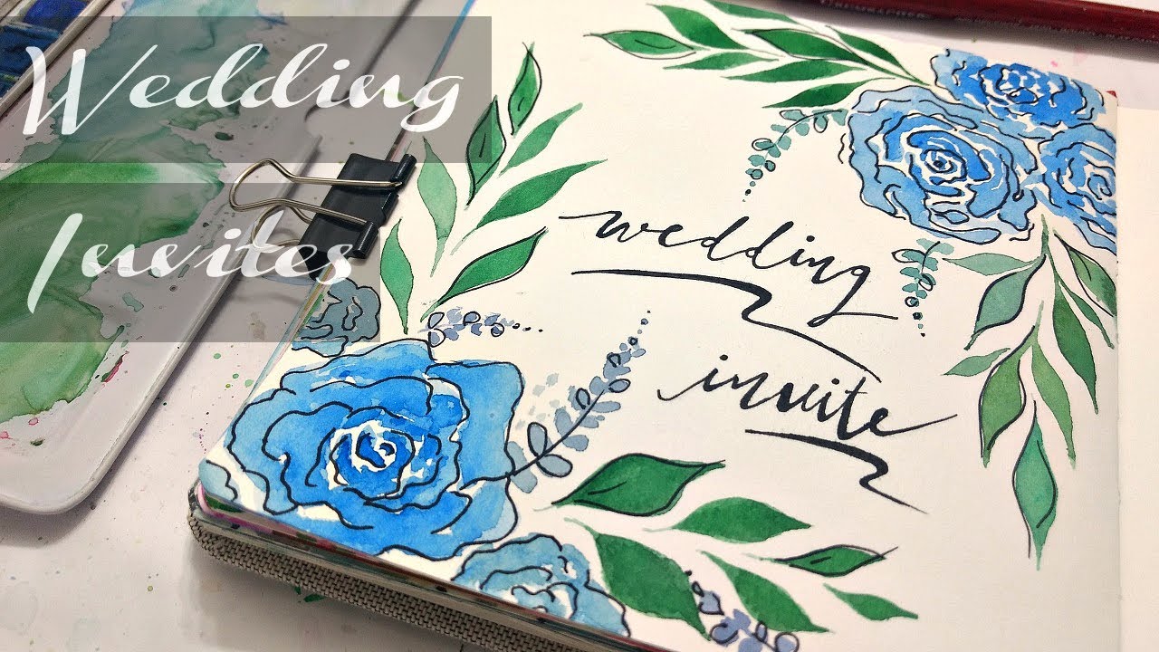 Step by step Floral wedding invites | Spring wedding foliage | DIY watercolour roses for beginners